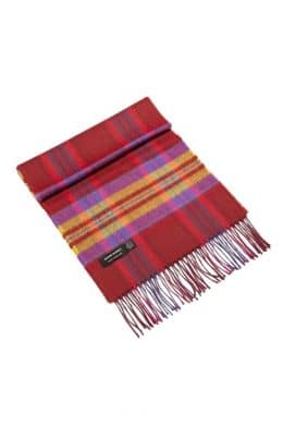 John Hanly Merino Luxury Wool Scarf Maroon Yellow