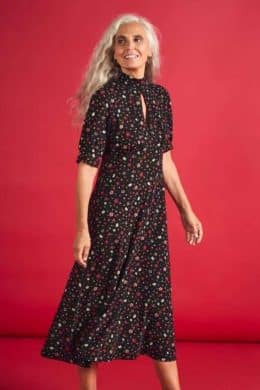 Seasalt Cornwall Calendula Dress Petal Press Onyx