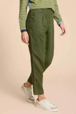 White Stuff Rowena Linen Trouser Dark Green - La Vie en Rose Damesmode