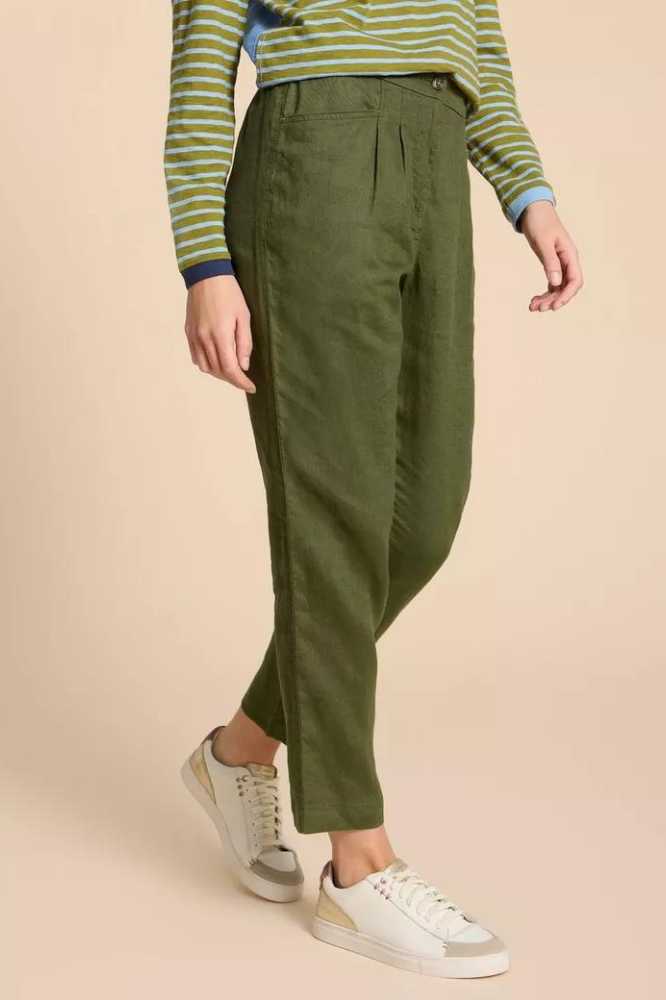 White Stuff Rowena Linen Trouser Dark Green - La Vie en Rose Damesmode