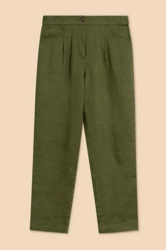 White Stuff Rowena Linen Trouser Dark Green - La Vie en Rose Damesmode