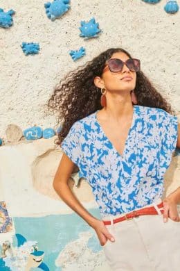 White Stuff Rae Organic Cotton Vest Blue Multi - La Vie en Rose Damesmode