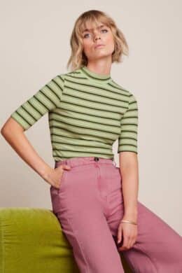 King Louie Turtle Top Seaside Stripe Dark Citron - La Vie en Rose Damesmode