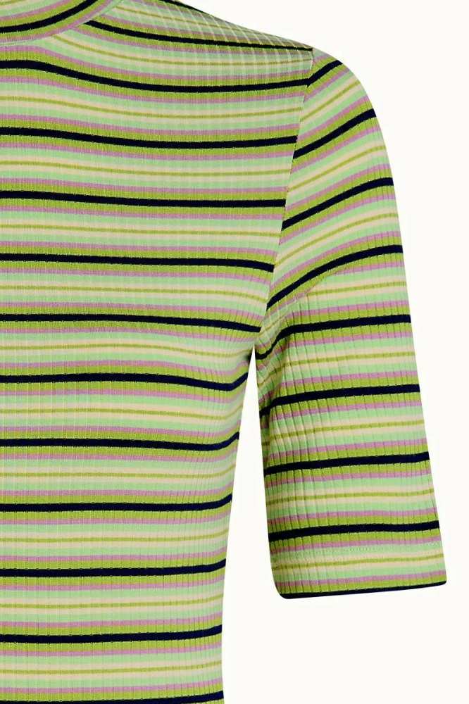 King Louie Turtle Top Seaside Stripe Dark Citron - La Vie en Rose Damesmode