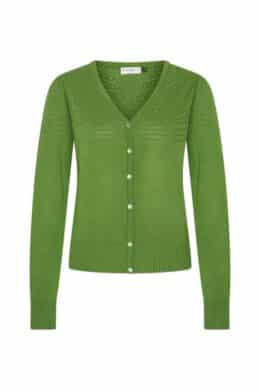 Very Cherry Lucia V Neck Cardigan Olive Green - La Vie en Rose Damesmode (1)