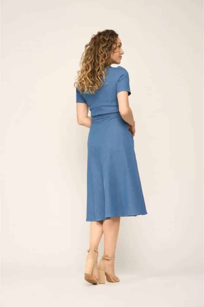 Very Cherry Revers Dress Lights Denim Indigo - La Vie en Rose Damesmode