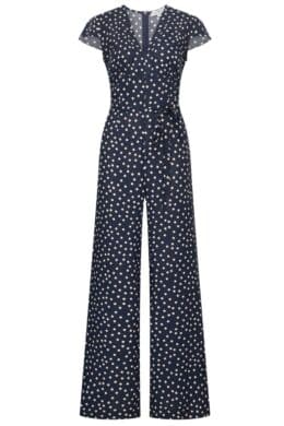 Very Cherry Venice Jumpsuit Navy Dots - La Vie en Rose Damesmode