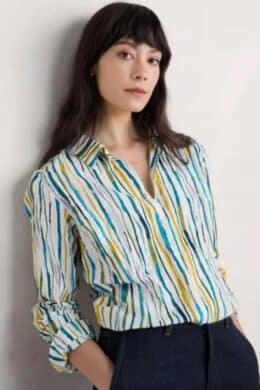 Seasalt Cornwall Larissa Shirt Painterly Stripe Chalk - La Vie en Rose Damesmode