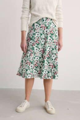 Seasalt Cornwall Rose Skirt Calf Garden Flowers Dark Forage - La Vie en Rose Damesmode