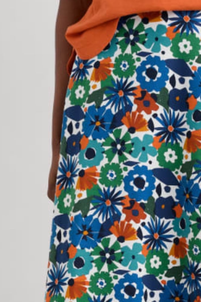 Seasalt Cornwall Rose Skirt Knee Screenprint Floral Chalk - La Vie en Rose Damesmode