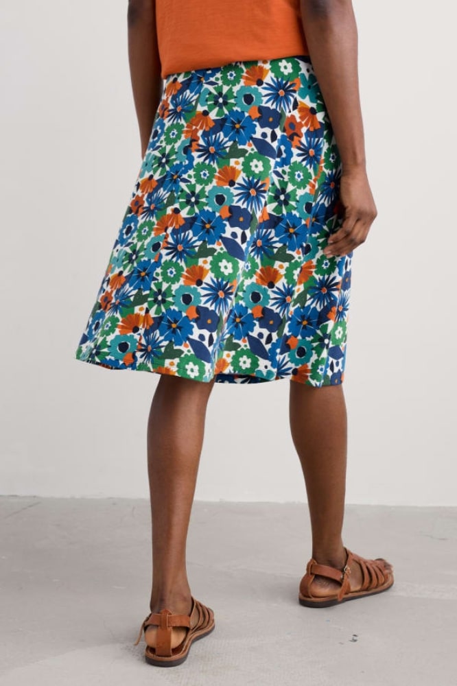 Seasalt Cornwall Rose Skirt Knee Screenprint Floral Chalk - La Vie en Rose Damesmode