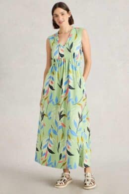 White Stuff Archer Jersey Maxi Dress Green Multi (1)