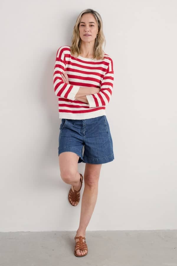 Seasalt Cornwall Knavock Jumper Cornish Chalk Scarlet - Afbeelding 2