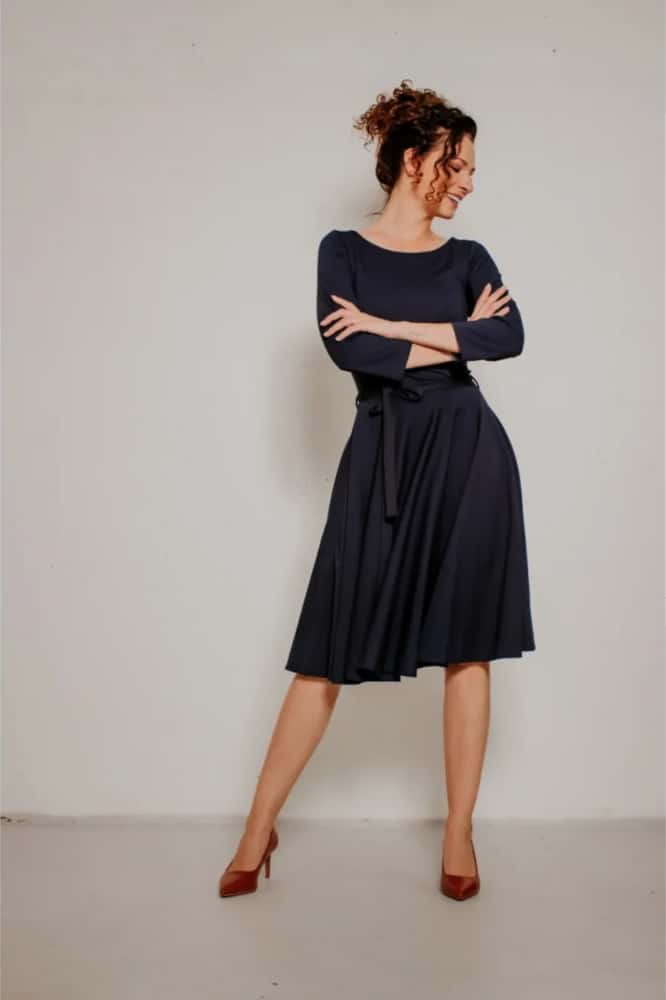 Very Cherry Ballerina Dress Navy Punty- La Vie en Rose Damesmode