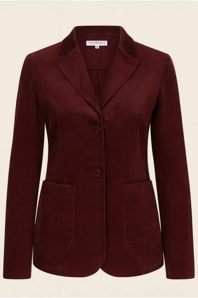 Very Cherry Blazer Corduroy Granate Red - La Vie en Rose Damesmode