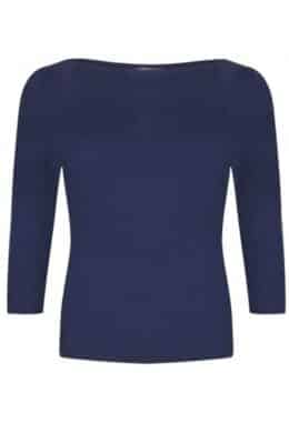 Very Cherry Boatneck Top Navy Tricot Deluxe - La Vie en Rose Damesmode