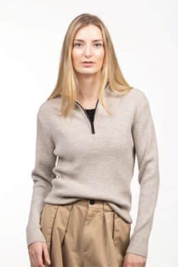 Roosenstein Wolke Robin Merino Rip Half Zip Sand - La Vie en Rose Damesmode