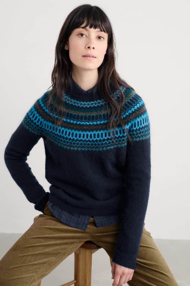 Seasalt Cornwall Annik Fair Isle Jumper Modernist Cyan Multi- La Vie en Rose Damesmode Enkhuizen
