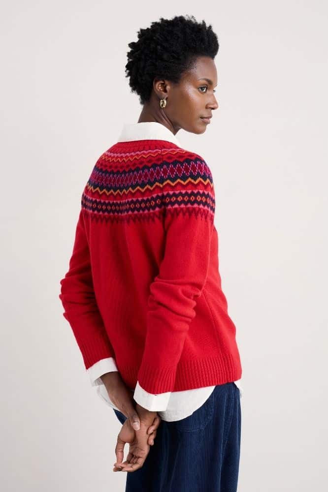 Seasalt Cornwall Gurnard's Head Jumper Windward Carmine Multi - La Vie en Rose Damesmode Enkhuizen