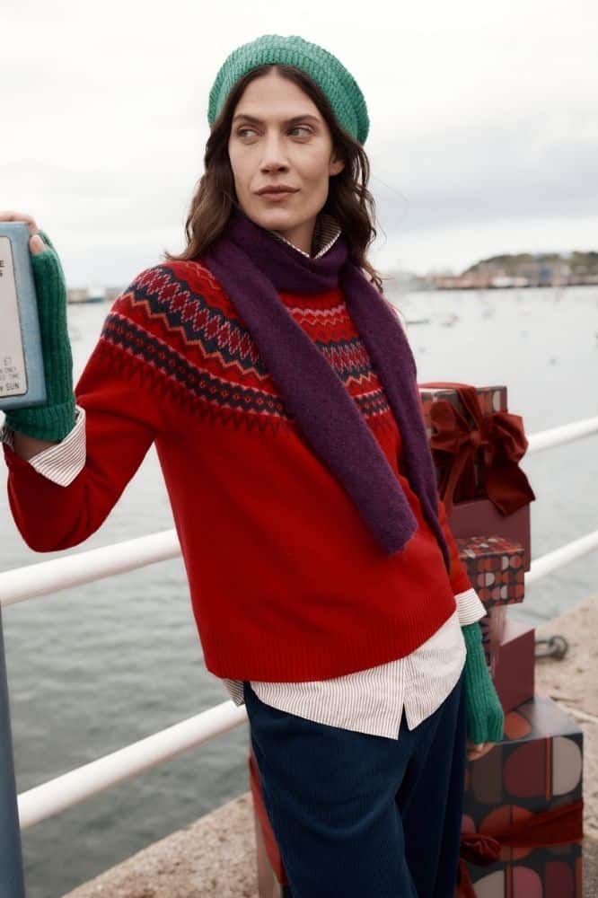 Seasalt Cornwall Gurnard's Head Jumper Windward Carmine Multi - La Vie en Rose Damesmode Enkhuizen
