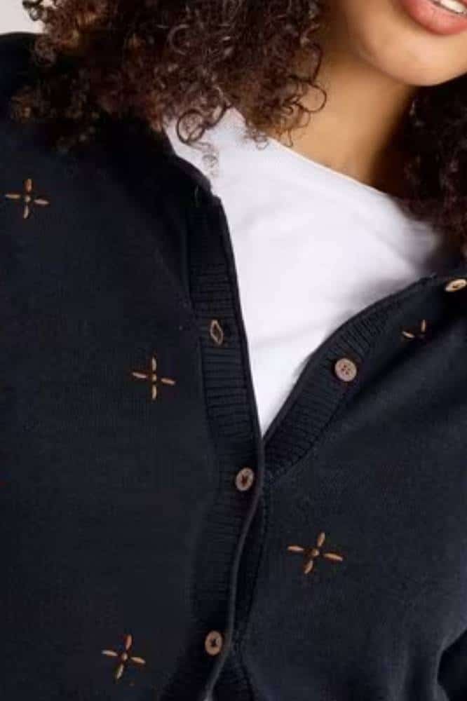 White Stuff Lulu Embroidered Cardi Navy Multi - La Vie en Rose Damesmode