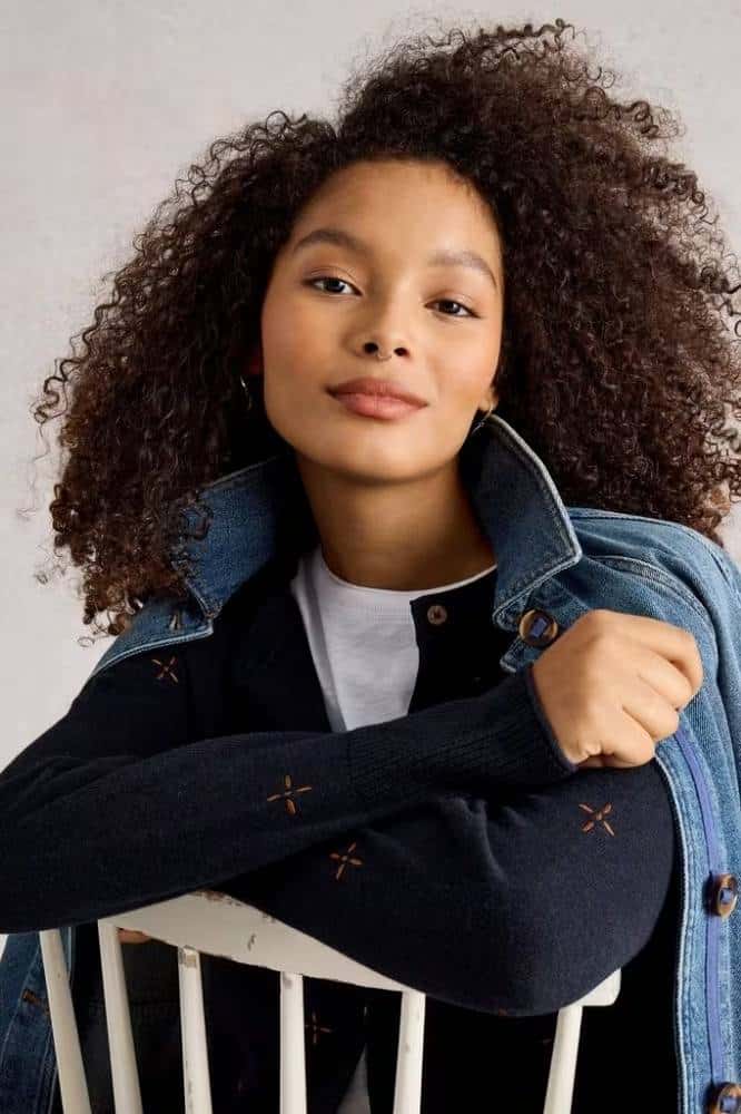 White Stuff Lulu Embroidered Cardi Navy Multi - La Vie en Rose Damesmode