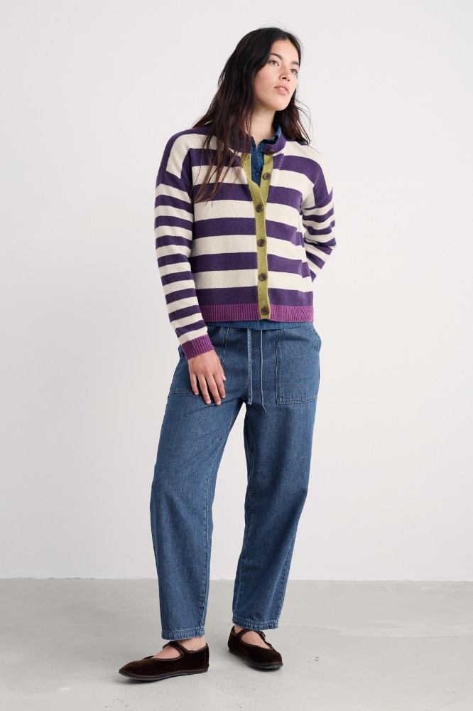 Seasalt Cornwall Pinwell Cardigan Bright Shape Dark Violet Mix - La Vie en Rose Damesmode Enkhuizen