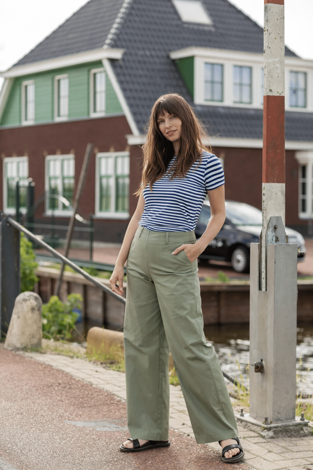 Very Cherry Marlene Pants Delfino Denim Sage Green