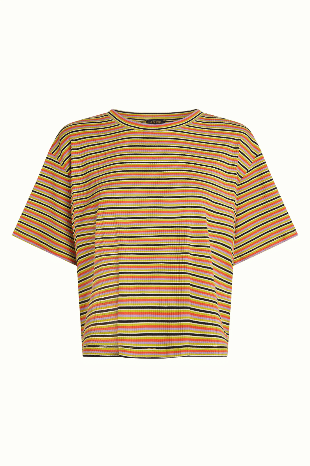 King Louie Boxy Tee Mistral Stripe Green Envy - La Vie en Rose Damesmode