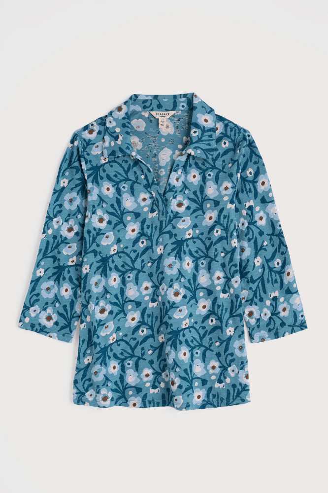 Seasalt Cornwall Wavecrest Jersey Shirt (GOTS) Blotted Anemone Minnow - La Vie en Rose Damesmode Enkhuizen
