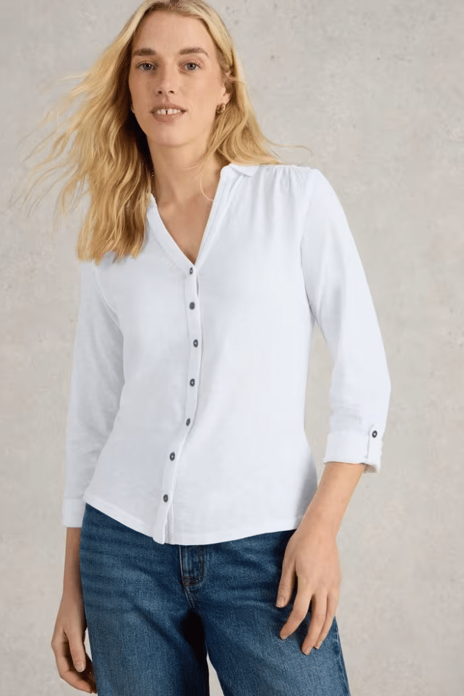 White Stuff Annie Jersey Shirt Brilliant White - La Vie en Rose Damesmode