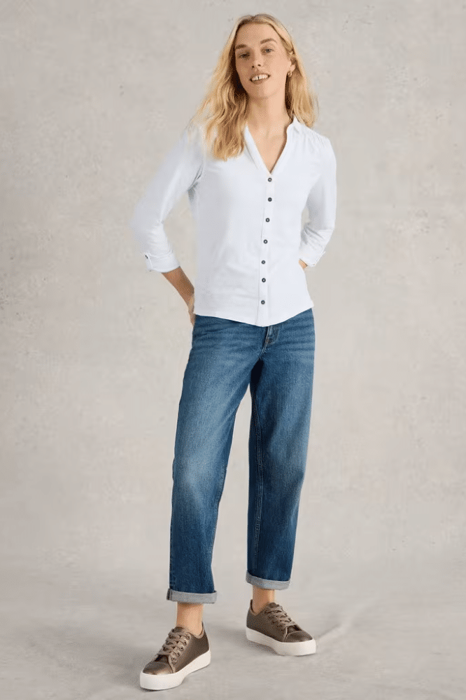 White Stuff Annie Jersey Shirt Brilliant White - La Vie en Rose Damesmode