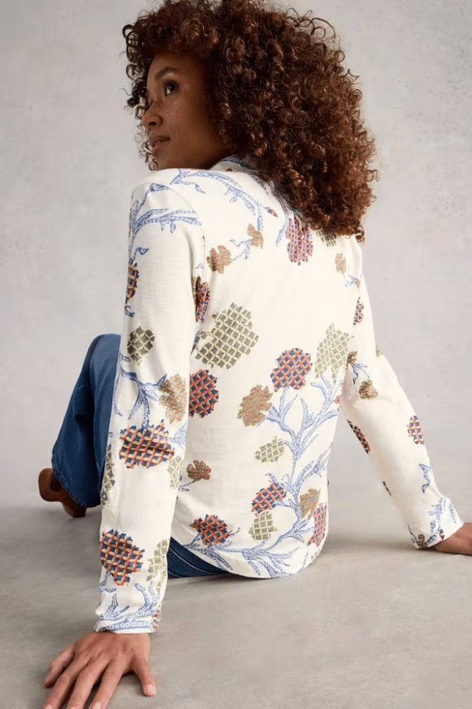 White Stuff Annie Jersey Shirt Ivory Multi - La Vie en Rose Damesmode