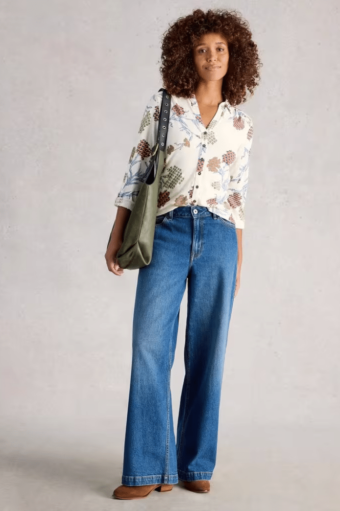 White Stuff Annie Jersey Shirt Ivory Multi - La Vie en Rose Damesmode