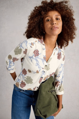 White Stuff Annie Jersey Shirt Ivory Multi - La Vie en Rose Damesmode