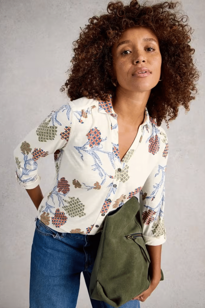 White Stuff Annie Jersey Shirt Ivory Multi - La Vie en Rose Damesmode