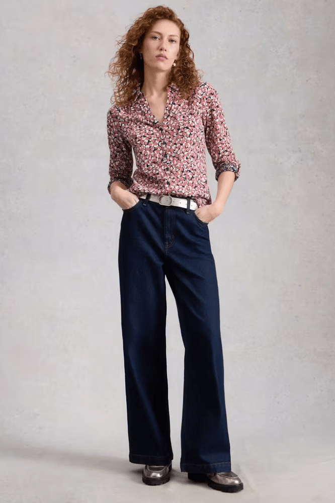 White Stuff Annie Jersey Shirt Pink Print - La Vie en Rose Damesmode