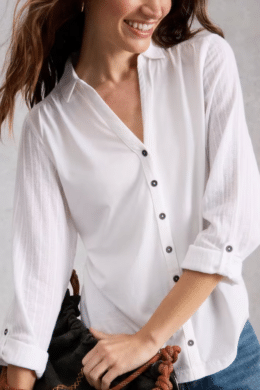 White Stuff Annie Mix Jersey Shirt Brilliant White - La Vie en Rose Damesmode