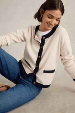 White Stuff Charlotte Cardigan Natural Multi - La Vie en Rose Damesmode