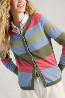 White Stuff Lulu Stripe Cardi Green Multi - La Vie en Rose Damesmode