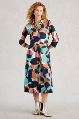 White Stuff Rua Jersey Shirt Dress Navy Multi - La Vie en Rose Damesmode