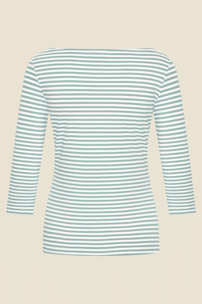 Very Cherry Boatneck Top Ministripe Sage Green - Afbeelding 3