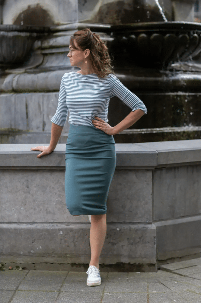 Very Cherry Boatneck Top Ministripe Sage Green